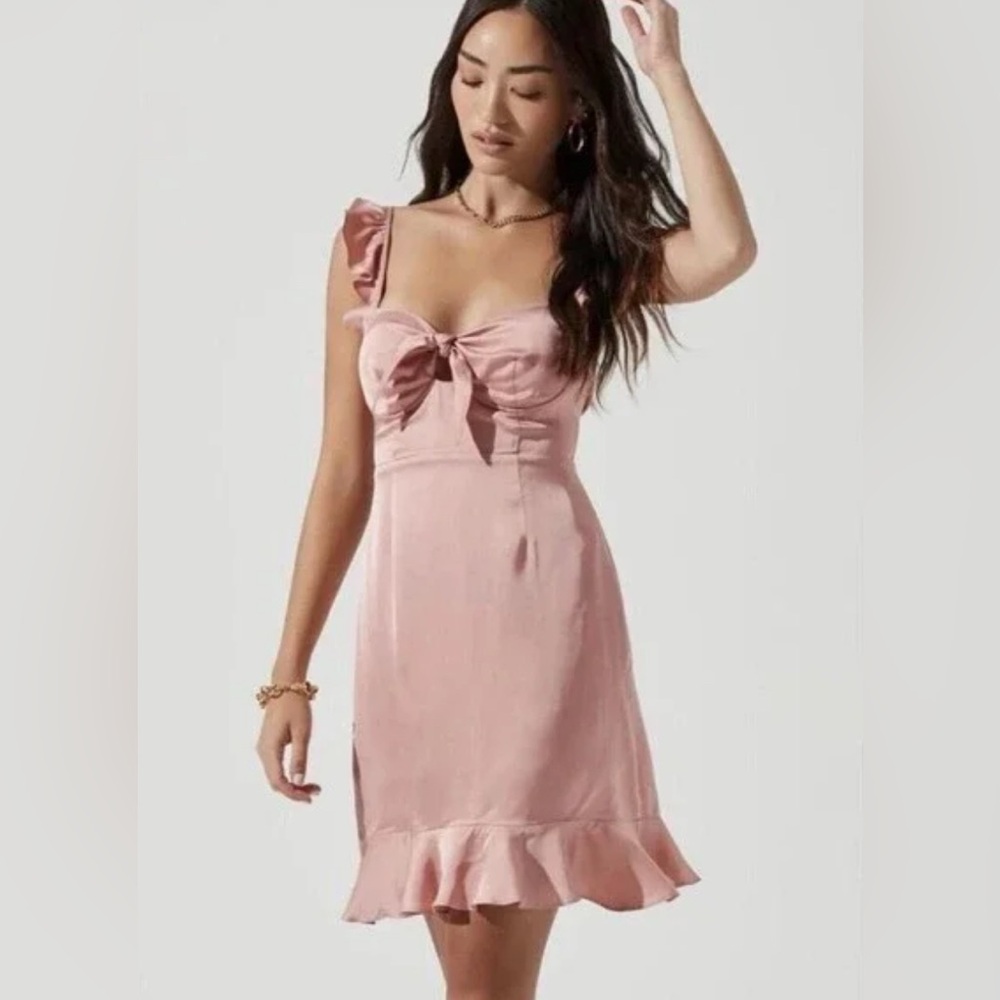 ASTR Pink Satin Mini Dress - size L